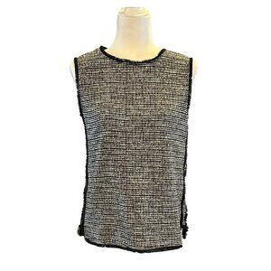 NWT Women's Banana Republic Size Med Sleeveless Boucle Shell Top Tweed Fringe